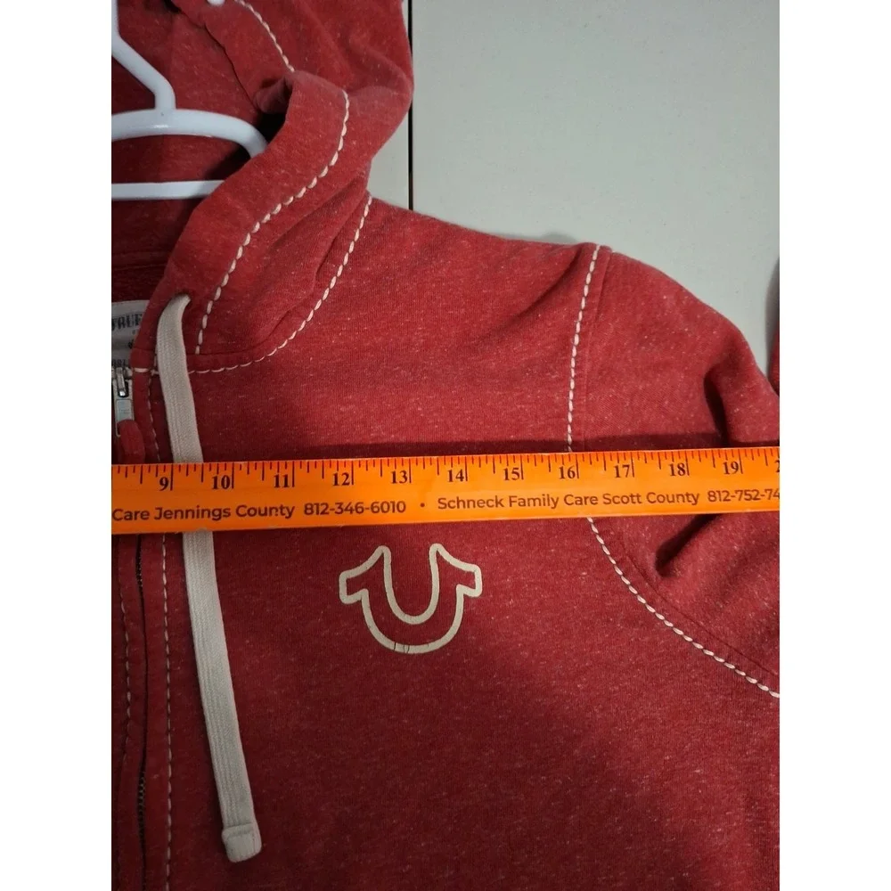 True Religion Big T Red Zip Up Hoodie Men's XL